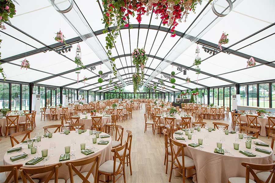 Orangery marquee with floral decorations