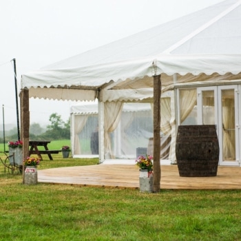Country wedding marquee exterior