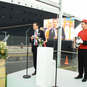 Cunard event presentation from the marquee