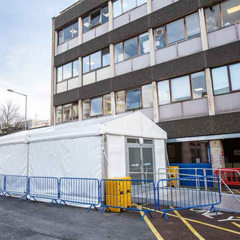 Temporary A&E entrance structure including access ramp